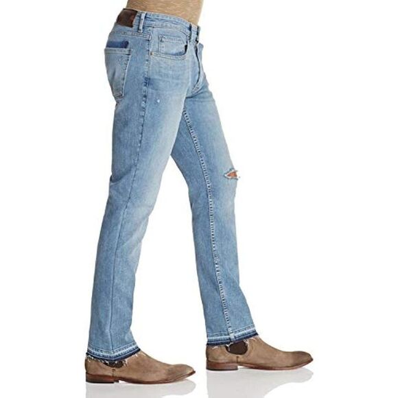 New Paige Lennox Men US 33 Denim Blue Jeans Slim Skinny Stretch Ripped Casual - Picture 3 of 12